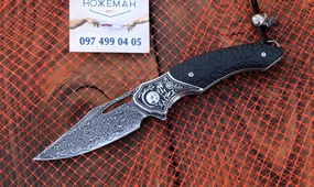 Нож Mosasaurus Damascus Flipper