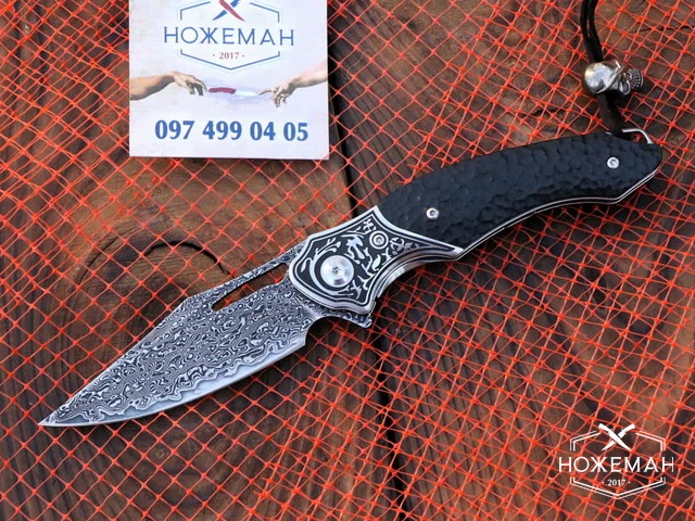 Нож Mosasaurus Damascus Flipper