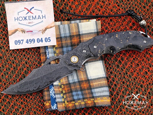 Складной нож из дамаска Prerosaurus