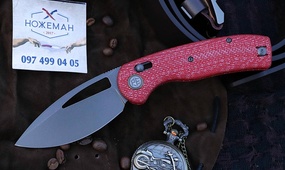 Складной нож Petrified Fish PFP13 Viper Red Twill Carbon