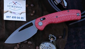 Складной нож Petrified Fish PFP13 Viper Red Twill Carbon