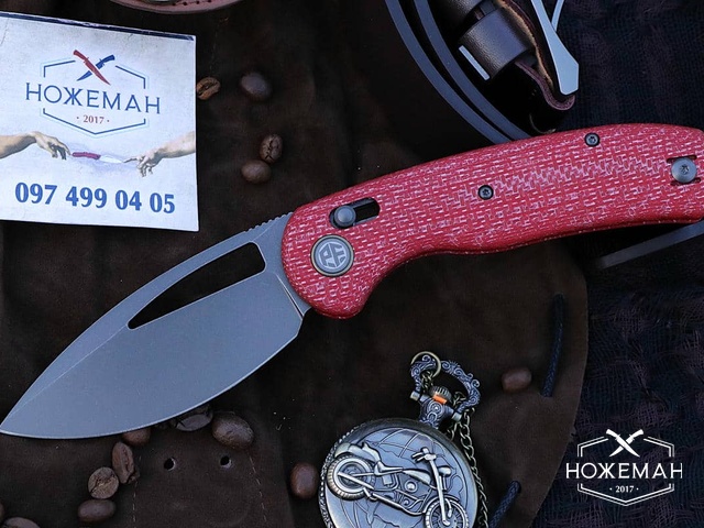 Складной нож Petrified Fish PFP13 Viper Red Twill Carbon