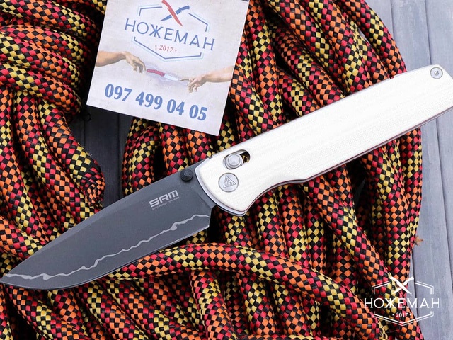 SRM Knives Terrier 258L-GX2 White G10