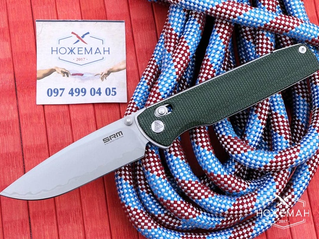SRM Knives Terrier Ambi Lock Green Micarta